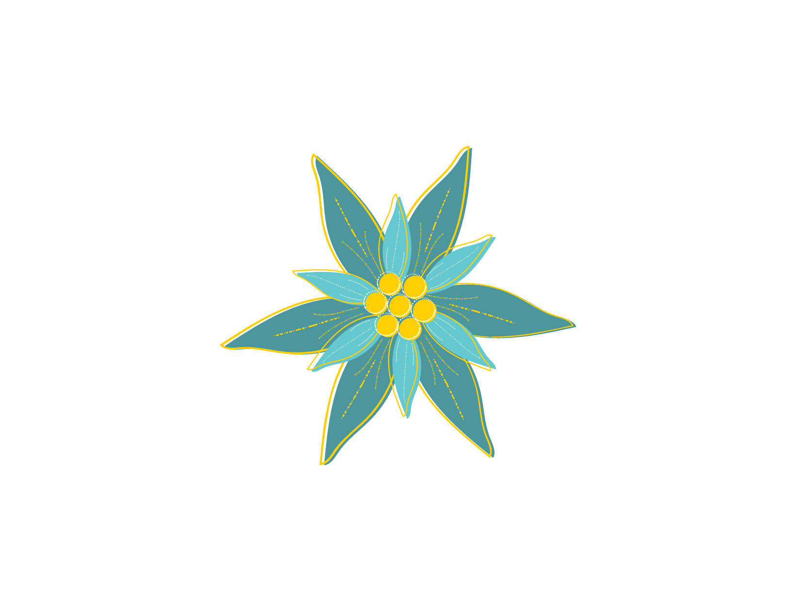 Edelweiss Graphic Illustration in Teal and Gold