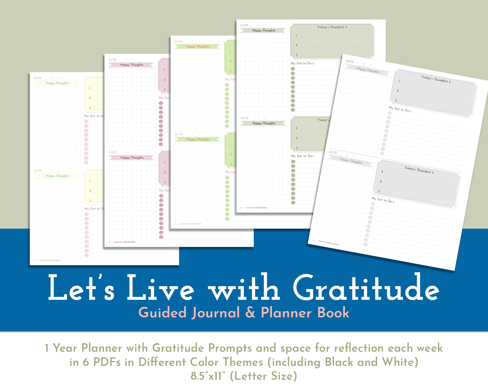 Let's Live with Gratitude Guided Journal and Planner