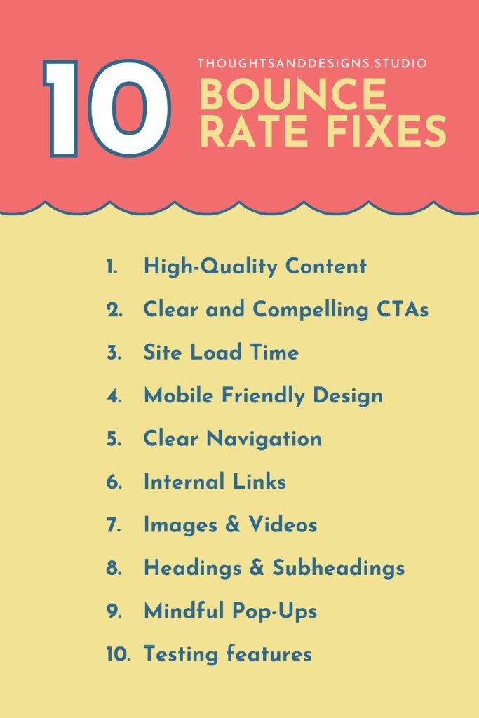 10 Bounce Rate Fixing: How to lower your website's bounce rate.